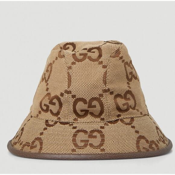 GUCCI Jumbo GG Canvas Bucket Hat Camel/Ebony - Picture 2 of 12
